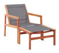 Chaise de jardin et repose-pied Gris Eucalyptus et textilène Gris G
