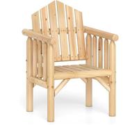 Chaise de Jardin Extérieur en Bois COSTWAY, Accoudoirs et Dossier Incliné, Charge 150 kg, pour Véranda Terrasse Piscine, Naturel