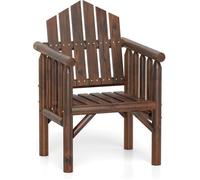 Chaise de Jardin Extérieur en Bois COSTWAY, Accoudoirs et Dossier Incliné, Charge 150 kg, pour Véranda Terrasse Piscine, Marron
