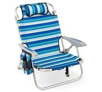 Chaise de Jardin Extérieur Pliable COSTWAY, Cadre Léger en Aluminium, Dossier Réglable en 4 Positions, Sac Isotherme, Charge 150 kg