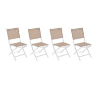 Lot De 4 Chaises De Jardin En Aluminium Pliables Lin Et Blanc Essentia - Hespéride Multicolore