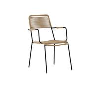 Chaise de jardin Lindos - Extérieur - Polyester et Acier - Naturel et Noir - H. 85 cm
