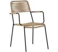 Chaise de jardin Lindos - Extérieur - Polyester et Acier - Naturel et Noir - H. 85 cm Marron
