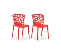 2 Chaises de jardin bistrot en rouge chaise design empilable cuisine Homestyle4u