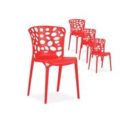 Chaise de jardin lot 4 chaises rouge