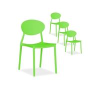 Homestyle4u 2451 Lot de 4 chaises de jardin empilables en plastique modernes et résistantes aux intempéries Vert