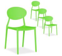 Chaise de jardin Lot de 4 Vert Chaises design moderne Plastique Chaises exterieur Chaises empilable Chaise de cuisine