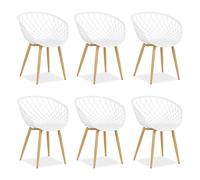 Chaise de jardin avec accoudoirs Blanc Lot de 6 Fauteuils
