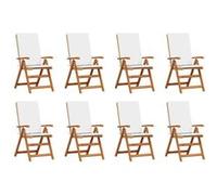 Chaises De Jardin Inclinables Vidaxl Avec Coussins 8 Pcs En Teck Massif