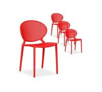 Chaise de jardin moderne lot 4 chaises rouge Rouge G