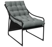 Chaise de jardin Outsunny fauteuil d'extérieur avec coussin cadre en acier pour balcon, terrasse, jardin gris