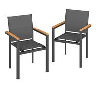 Chaise de jardin - Outsunny - lot de 2, empilable, assise et dossier rembourrés - aluminium - 56x55x85cm - gris foncé