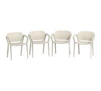 Chaise de jardin Outsunny Set de 4 chaises de jardin en plastique résistant aux intempéries Chaise empilable avec accoudoir Dossier empilable Chaise de terrasse pouvant supporter jusqu'à 120 kg