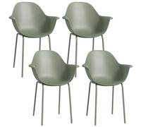 Chaise de jardin Outsunny, set de 4, chaises de terrasse avec dossier et accoudoir, chaises de balcon, chaise de repas pour le jardin, supporte jusqu'à 120 kg, vert