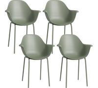 Chaise de jardin Outsunny, set de 4 chaises empilables, chaises de terrasse avec dossier et accoudoirs, chaises de balcon, chaise de repas pour le jardin, supporte jusqu'à 120 kg, vert