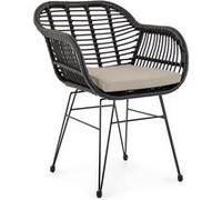 Chaise de jardin PARAMO, imitation rotin - Noir et Beige G