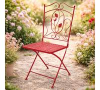 Chaise de jardin pliable ancienne rouge métal Rosso résistant aux intempéries...
