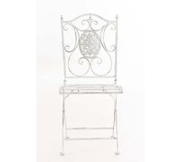 Chaise De Jardin Pliable En Métal Blanc Antique Blanc