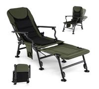 Chaise de Jardin Pliante Extérieur COSTWAY, Dossier Réglable à 5 Niveaux, Tissu Oxford, Repose-pieds Amovible, Fauteuil Portable