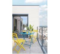 Chaise de jardin pliante ""Greensboro"" moutarde en acier traité époxy - Hespéride