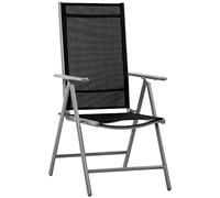 Chaise de Jardin Pliante Outsunny en Aluminium et Dossier réglable à 7 Niveaux Texteline, Noir 65x55x85-105cm
