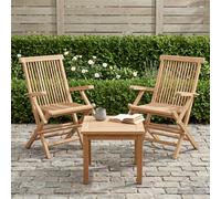 vidaXL Chaise de Jardin Pliante 3 pcs Naturel Bois de Teck Massif, Chaise Pliante en Teck Moderne, mobilier de Jardin, Gain de Place, Design élégant, Parfait pour dîner en extérieur