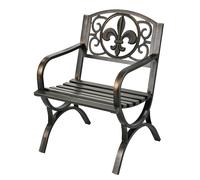 Chaise de Jardin Relaxdays, avec accoudoirs, Large, métal, Fauteuil rétro, H x L x P : 85,5 x 60 x 56 cm, Noir/Bronze