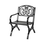 Chaise de Jardin Relaxdays, avec accoudoirs, métal, Fauteuil Vintage, H x L x P : 85,5 x 60 x 56 cm, Noir