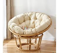Chaise de jardin ronde de luxe avec coussin épais rembourré touffeté, balançoire suspendue pour intérieur/extérieur, couleur crème, 105 x 105 cm, assise confortable et élégante
