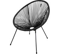 Chaise de jardin ronde en résine noire 56x88x72 cm