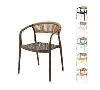 Chaise de jardin Solaro PP résistant aux UV & dossier en corde tressée main Anthracite 1 Chaise