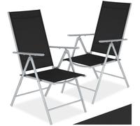 Chaise de jardin - TECTAKE - Lot de 2 chaises extérieures MARCELLINO pliables dossier réglable en 8 positions - Argent