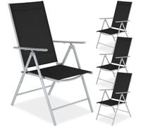Chaise de jardin - TECTAKE - Lot de 4 chaises extérieures MARCELLINO en textilène dossier réglable en 8 positions - Argent