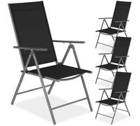 Chaise de jardin - TECTAKE - Lot de 4 chaises extérieures MARCELLINO pliantes avec dossier réglable en 8 positions - Gris anthracite