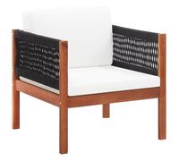 Chaise de jardin - vidaXL - Bois d'acacia massif - Coussin blanc cassé - Design rustique - Léger et durable