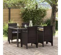 vidaXL Chaises de Jardin avec Coussins 4 pcs Marron Poly Rattan