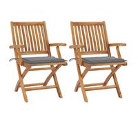 Vidaxl Chaises De Jardin 2 Pcs Avec Coussins Gris Bois De Teck Massif Gris