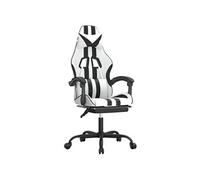 Chaise de jeu avec repose-pied Blanc et noir Similicuir