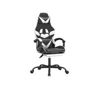 Chaise de jeu avec repose-pied Noir et blanc Similicuir