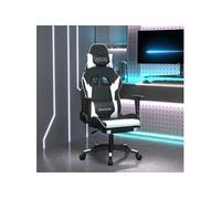 Chaise de jeu avec repose-pied Noir et blanc Similicuir