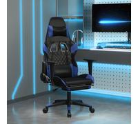 Vidaxl Chaise De Jeu Avec Repose-Pied Noir Et Bleu Similicuir Multicolore