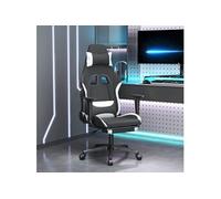 Chaise de jeu avec repose-pied Noir et blanc Tissu