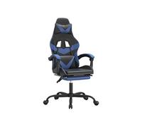 Chaise de jeu avec repose-pied Noir et bleu Similicuir
