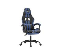 vidaXL Chaise de jeu avec repose-pied Noir et bleu Similicuir
