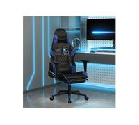 Chaise de jeu avec repose-pied Noir et bleu Similicuir
