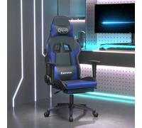 Chaise de Jeu avec Repose-pied Noir et Bleu Similicuir Fauteuil Siège vidaXL