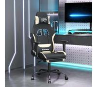 Chaise de Jeu avec Repose-pied Noir et Bleu Tissu Fauteuil Bureau vidaXL
