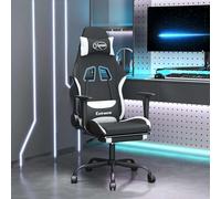 Chaise de Jeu avec Repose-pied Noir et Bleu Tissu Fauteuil Bureau vidaXL