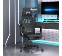 Chaise de Jeu avec Repose-pied Noir et Bleu Tissu Fauteuil Bureau vidaXL