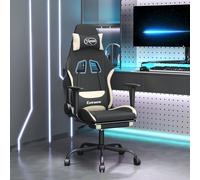 vidaXL Chaise de jeu avec repose-pied Noir et crème Tissu